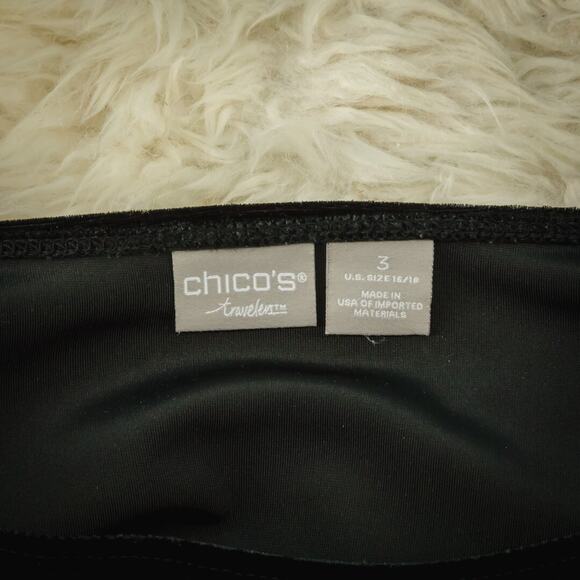 Chico's 3 Size XL Black Traveler's Velvet Jewel Rhinestone Embellished Knit Top - Picture 4 of 6